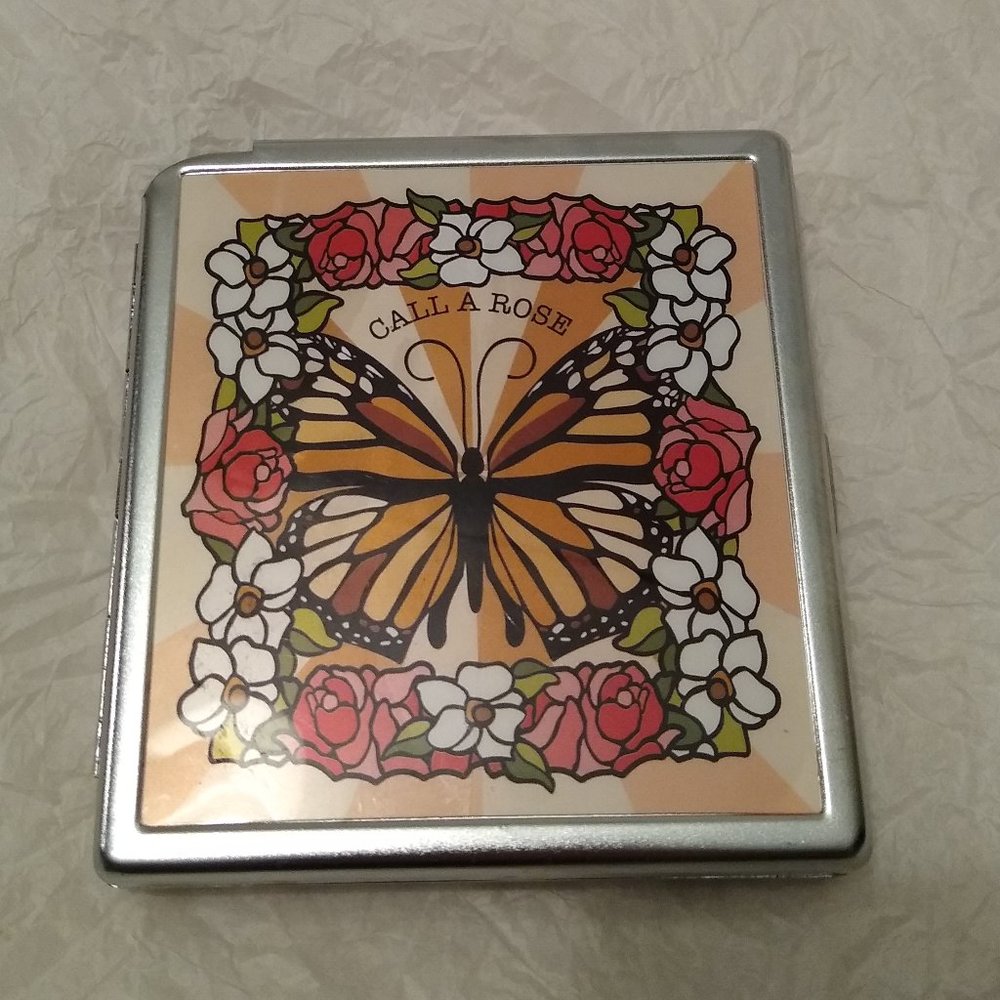 Butterfly & flowers thin metal case 🦋🌺